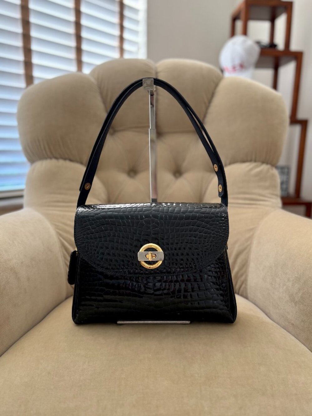 VTG Auth F.B.M. FABBRICA BORSE MARANZANA Genuine Crocodile Leather Kelly Bag